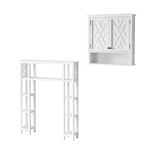 Alaterre Furniture Coventry Over Toilet Open Shelving Unit with Side Shelves, Wall Mounted Cabinet with Open Shelf ANCT745WH - main